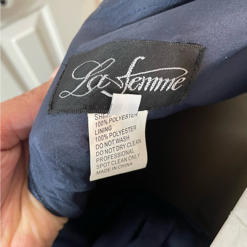 La Femme Asymmetrical Neckline Evening Dress - Picture 6 of 6
